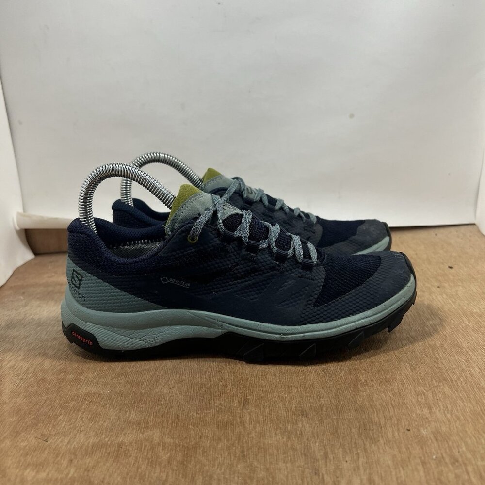 Salomon Outline GTX Shoes Women Size 6 Navy Gore Tex Trail Hiking Sneaker 406188